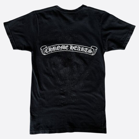 Chrome Hearts Black & White Cemetery Cross Logo T-Shirt - Picture 2 of 7